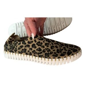 Ilse Jacobsen Perforated Slip-On Shoes Tulip Latte Leopard Size 40 EU US 9-9.5